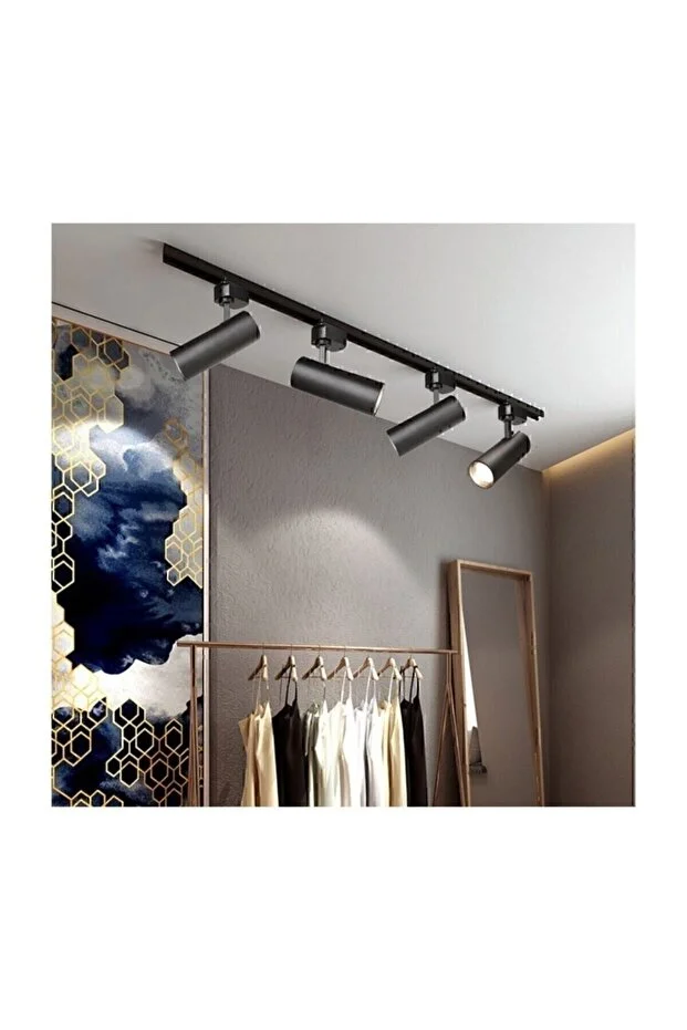 Siyah Kasa Ve Günışığı 4 Adet 270 Derece Dönen Led Ray Spot Lamba